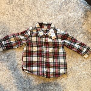 Gap Baby Red Plaid Button-Up Shirt- 12-18 months new with tags
